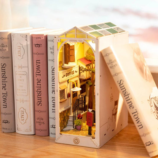 A - Sunshine Town - 1:24 DIY Dollhouse Kit Book Nook - Medium Level